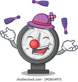 A pressure gauge cartoon design style love playing juggling