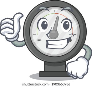 Pressure gauge cartoon picture design showing OK finger pose