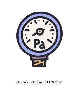 pressure gauge color vector doodle simple icon