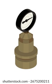 Manómetro - Ilustración vectorial isométrica dibujada a mano.