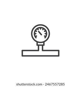 Pressure Gauge line icon. linear style sign for mobile concept and web design. Water measure gauge outline vector icon. Symbol, logo illustration. Vector graphics