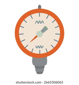 Pressure gauge manometer hand drawn flat style vector illustration. Back to school theme element.; Physics science; thermodynamics