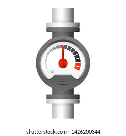 Pressure gauge or manometer icon. Also called pressure meter or vacuum gauge. Device is a pressure measurement used to measure and display pressure in unit i.e. pound per square inch (psi) and bar.