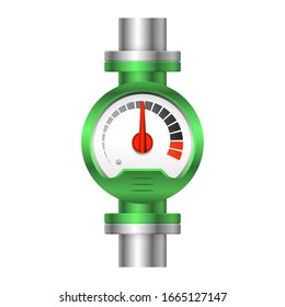Pressure gauge or manometer icon. Also called pressure meter or vacuum gauge. Device is a pressure measurement used to measure and display pressure in unit i.e. pound per square inch (psi) and bar.