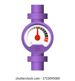 Pressure gauge or manometer icon. Also called pressure meter or vacuum gauge. Device is a pressure measurement used to measure and display pressure in unit i.e. pound per square inch (psi) and bar.
