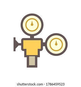 Medidor de presión y válvula para el diseño de icono del vector del depósito de gas en blanco.