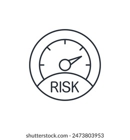 Manómetro o indicador de riesgo. Control de riesgos empresariales. Vector lineal aislado sobre fondo blanco.