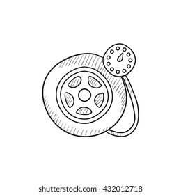 Pressure gauge tyre vector sketch icon isolated on background. Hand drawn Pressure gauge tyre icon. Pressure gauge tyre sketch icon for infographic, website or app.