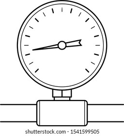 Pressure gauge. Vector outline icon.