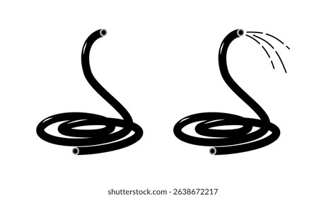 Pressure hose symbol, black isolated silhouette
