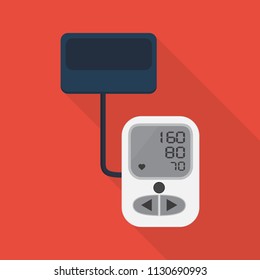 pressure icon in flat style with long shadow, isolated vector illustration on red transparent background