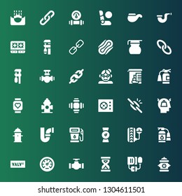 pressure icon set. Collection of 36 filled pressure icons included Hydrant, Blood pressure, Sandclock, Pipe, Valve, Extinguisher, Gas, Stress, Broken link, Cooker, Pulsometer