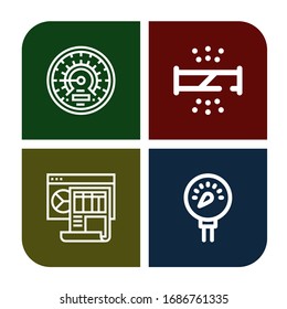 pressure icon set. Collection of Barometer, Broken pipe, Dashboard, Pressure icons