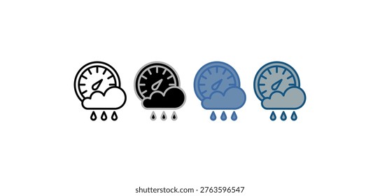 
Pressure icon set multiple style collection with speedometer and weather design