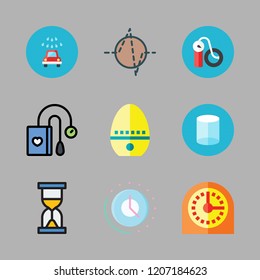 pressure icon set. vector set about tonometer, time, timer and cylinder icons set.