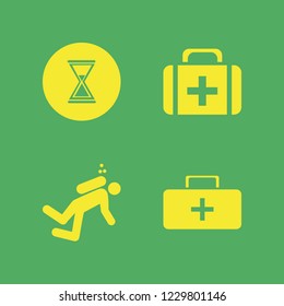 pressure icon. pressure vector icons set first aid bag, diver and hourglass