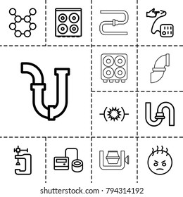 Pressure icons. set of 13 editable outline pressure icons such as pipe, cooker, vice clamp, angry emot