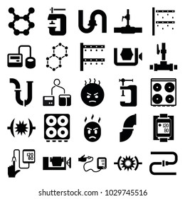 Pressure icons. set of 25 editable filled pressure icons such as pipe, cooker, vice clamp, angry emot, irrigation system, water pipe