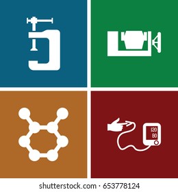 Pressure icons set. set of 4 pressure filled icons such as vice clamp, blood pressure