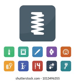 Pressure icons. vector collection filled pressure icons such as spring, suspension, speedometer, piston, car pump, pump, pipe, cooker