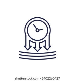 pressure or impact line icon with a clock
