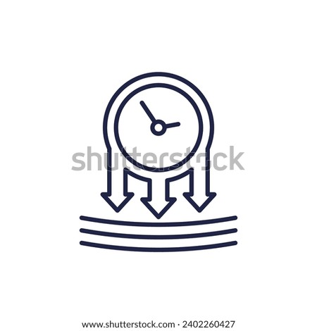 pressure or impact line icon with a clock
