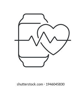 Icono lineal de medición de presión. reloj inteligente y gráfico. Salud y capacitación. Estilo de vida deportivo. Ilustración personalizable de línea delgada. Dibujo de contorno aislado del vector. Trazo editable