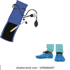 conjunto del dispositivo de medición de presión, cubiertas de zapatos aisladas vectoriales