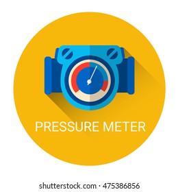 Pressure Meter Icon Colorful Flat Vector Illustration