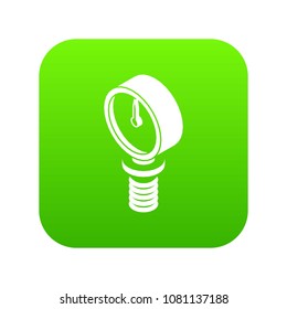 Pressure meter icon green vector isolated on white background
