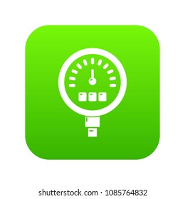 Pressure meter icon green vector isolated on white background