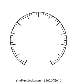 Pressure meter, manometer, barometer, speedometer, tonometer, thermometer scale. Navigator or indicator tool interface template. Measuring dashboard with round chart. Vector graphic illustration