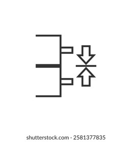 Pressure on right-hand ends of rollers sign icon isolated on white background. Graphical symbol modern, simple, vector, icon for website design, mobile app, ui. Vector Illustration
