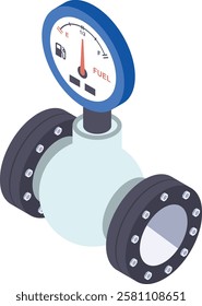 Pressure Regulating Valves isometric Concept, gaseous flow or special Valve with gauges Vector color Icon Design, Oil and Gas industry Symbol, Petroleum and gasoline Sign, Service supply illustration