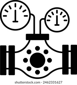 Pressure Relief blackucing Valves Concept, gaseous flow or special Valve with gauges Vector Design, crude oil and natural Liquid Gas Symbol, Petroleum and gasoline Sign, power and energy illustration