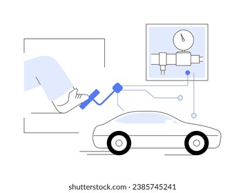 Pressure sensor abstract concept vector illustration. Mans foot presses the pedal of the car, pressure sensors in vehicle, modern technology, IoT idea, Internet of things abstract metaphor.