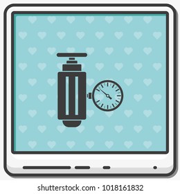Pressure sensor on factory pipeline flat vector icon.