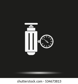 Pressure sensor on factory pipeline. Flat icon.