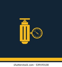 Pressure sensor on factory pipeline. Flat icon.