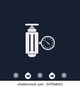 Pressure sensor on factory pipeline. Flat icon.