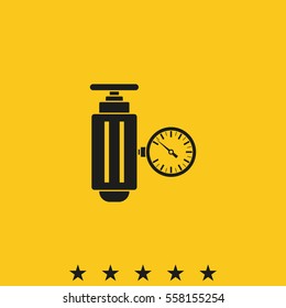 Pressure sensor on factory pipeline. Flat icon.