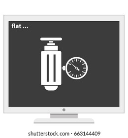 Pressure sensor on factory pipeline. Flat icon.