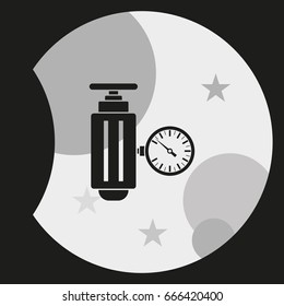 Pressure sensor on factory pipeline. Flat icon.