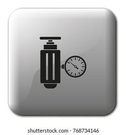 Pressure sensor on factory pipeline flat vector icon.