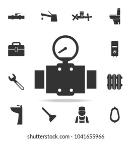 Pressure sensor on pipeline icon. Detailed set of plumber element icons. Premium quality graphic design. One of the collection icons for websites, web design, mobile app on white background