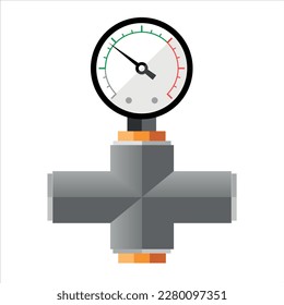 Sensor de presión en las tuberías sobre un fondo blanco. Vecor