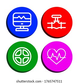 ajuste de iconos simples de presión. Contiene iconos como la frecuencia cardíaca, la tubería, la válvula, el latido cardíaco, se pueden usar para web, móvil y logotipo