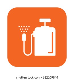 Pressure sprayer flat icon, filled vector sign, colorful pictogram on rounded square button isolated on white. Symbol, logo illustration. Flat design, pixel perfect