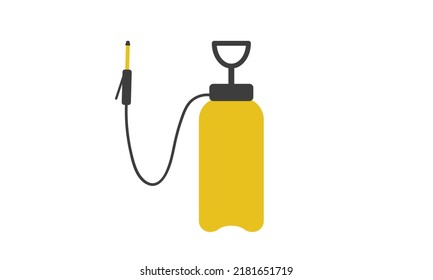 Pressure Sprayer Flat Icon For Web. Garden Manual Sprayer Sign Vector Design. Yellow Pressure Sprayer For Destruction Of Termites And Ants Web Icon. Pesticide Sprayer Clipart Logo. Garden Concept