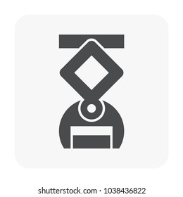 Pressure tong vector icon. Lifting equipment or device for grip, hold, pick up, place, handling and move material load i.e. metal steel beam, ingot, concrete in manufacturing production industry.